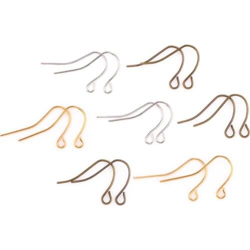 200pcs 15*20mm Gold BronzeSilver Color Earring Hooks Findings Ear Hook Earrings Clasps For Jewelry Making DIY Earwire Supplies