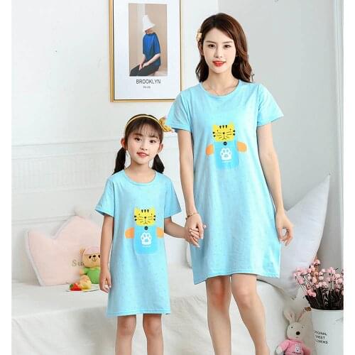 Girls Nightgowns Kids Nightdress Baby Sleepwear Summer Sleeing Dress For Girl Home Clothes Mother Kids Night Dress Cute Pajamas