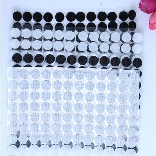 10mm 100 Pairs black Magic Nylon Sticker Double Sided Adhesive Hooks Loops Disks White and black Round DIY Fastener Tape Sewing