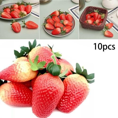 10Pcs Artificial Strawberry DIY Artificial Fruits Kindergarten Plastic Fake Fruit For Christmas Home Wedding Decoration