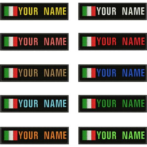 Italian flag Italy 10X2.5cm Embroidery Custom Name Text Patch Stripes badge Iron On Or Velcro Backing Patches For Clothes