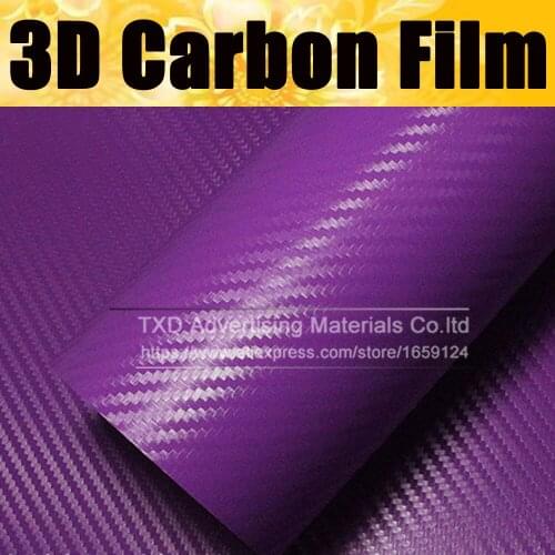 127X30CM Purple Carbon Fiber Vinyl Film Car Sticker Decal DIY 3D Car Styling Decorative roll sticker for Mobile Phone Laptop