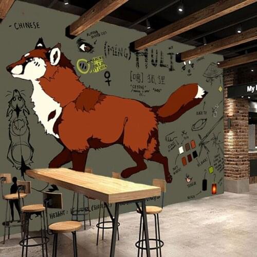 3D photo wallpaper Hand painted fox graffiti art teaching tooling background wall living room restaurant mural