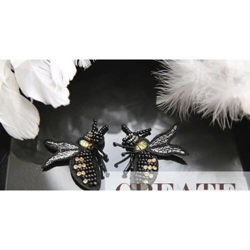 3D Handmade Rhinestone beaded Patches for clothing Animal Flower Parches for clothes Sew on sequin beading Applique cute patch