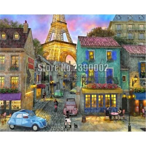 5D Diy Diamond Painting Tower Magic Cross Stitch Embroidery Wall Sticker Diamond Mosaic Architecture France Painting Crafts