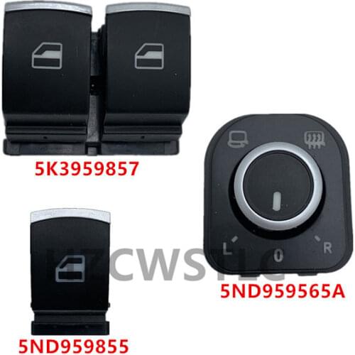 5K3959857 5ND959565A 5ND959855 Chrome Window Switch Mirror Button for VW Passat B6 Eos Golf 5 6 Plus GTI Mk5 Mk6 Tiguan SCIROCCO