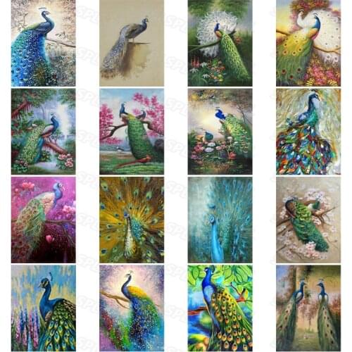 Diy Diamond Painting Beautiful Colorful Haughty Peacock Green Peacock Blue Peacock White Peacock Personality Poster Painting