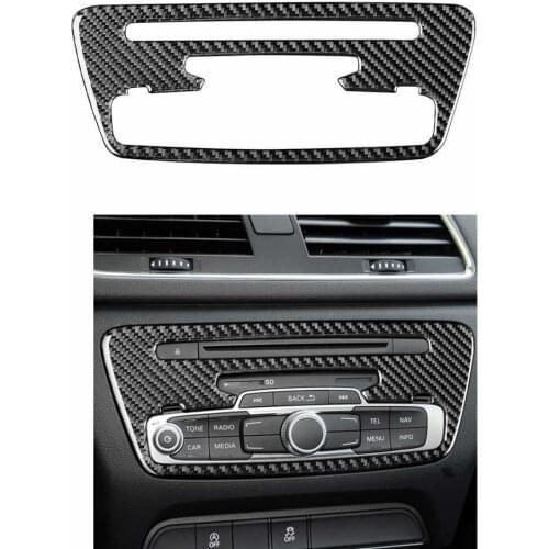 Car Carbon Fiber Console CD Panel Decoration Cover Trim For Audi Q3 2013-2018