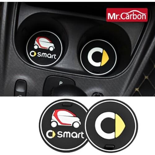 Car Cup Mats Non-slip Mat For Mercedes Smart Fortwo Forfour 453 451 450 Fluorescent Logo Storage Anti Stress Slip Covers