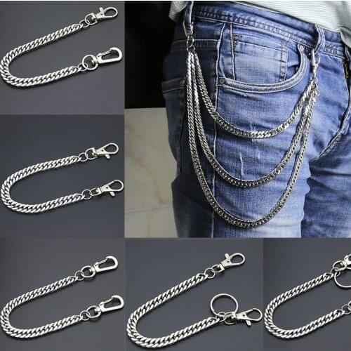 More 10styles Metal Wallet Chain Leash Pant Jean Keychain Ring Clip Mens Hip Hop Flat Stainless Steel Necklace Jewelry