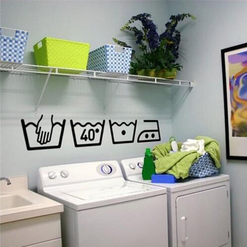 Creative Design Washing Machine Sign Wall Sticker Home Laundry Room DIY Decorative Art Wall Door Sticker Removable Wall Stickers