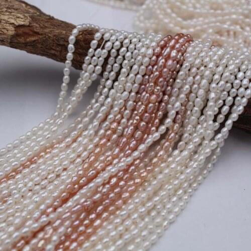 2-3mm 38cm Mini Small Rice Pearl Beads Elegant 100% Real Natural Freshwater Pearl Beads DIY Jewelry for Choker Necklaces Wedding