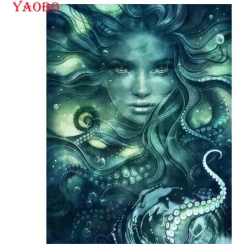 Diy Diamond Embroidery "Octopus woman" Mosaic picture pastes cross stitch kit full Square round 5d Diy Diamond painting abstract