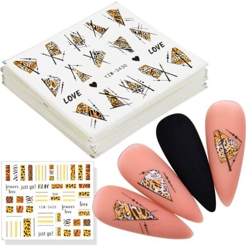 1pcs Sexy Leopard Nail Art Sticker Decals Hollow Floral Butterfly Water Transfer Slider Manicure Decoration