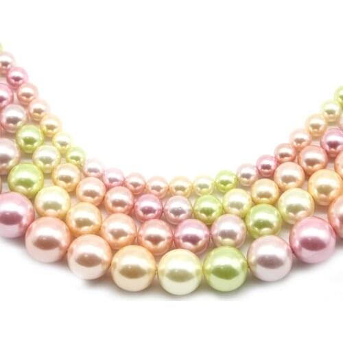 Natural Shell Yellow Rose Red Gold Shell Pearls Beads Round Loose Spacer Beads for Jewelry Making DIY Earrings Bracelet 15