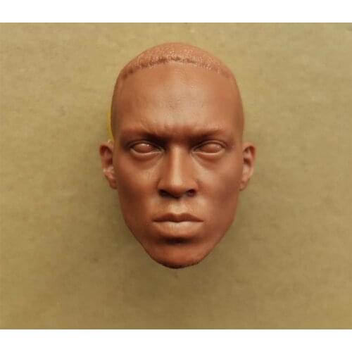 Unpainted 1/6 Anthony Mackie Head Sculpt Carving Model Fit 12'' Male Soldier Action Figure Body for Painting Exercise