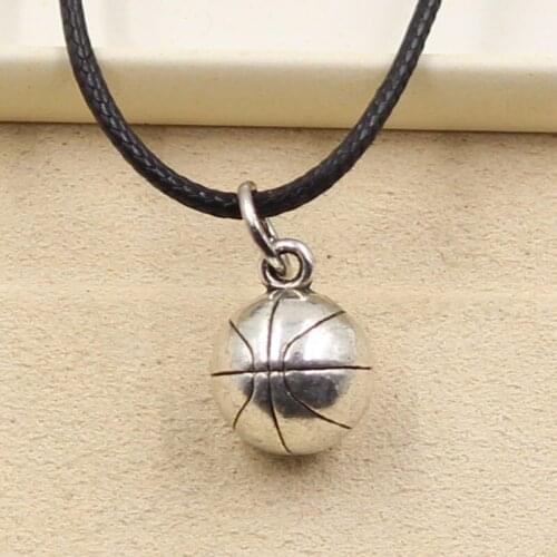 New Durable Black Faux Leather Basketball Cord Choker Charm DIY Necklace Pendant Retro Boho Tibetan Silver Color