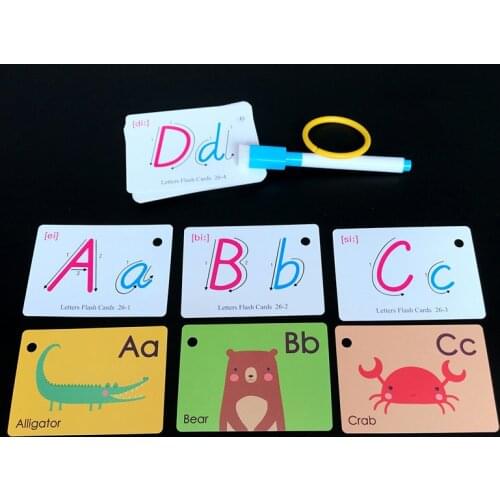 New Children Baby English Learning Alphabet Word Card Pocket Flash Learning Educational Cognitive Memory Toys Table Game Card