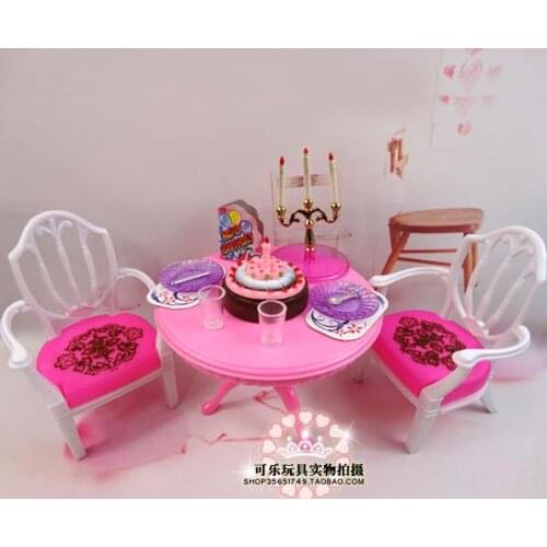 Genuine for princess kitchen barbie dining table car 1/6 bjd doll house furniture accessories restaurant set toy