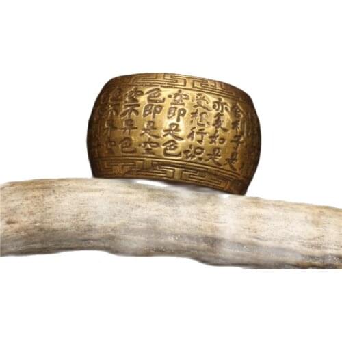 Early collection of copper finger thumb brass carving (Heart Sutra) copper ring copper hoop thumb transport ring
