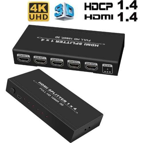 4K HDMI 1X4 splitter HDMI 1 in 4 out splitter for PS4 PS3 apple TV HDMI 1.4 4K 30Hz splitter hdmi to 4 hdmi out
