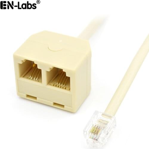 RJ11 to Double RJ11 Socket Female Port Splitter,RJ11 Plug to 2 Jack Adapter Telephone Wire,Cat3 6P4C Connector 1 to 2 Terminal