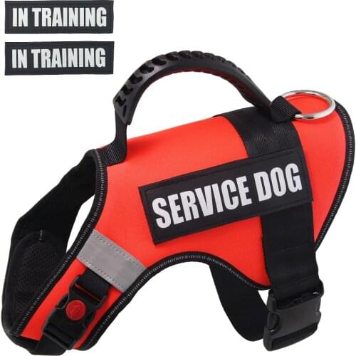 Adjustable No Pull Service Dog Harness Reflective Rope Soft Plastic Handle Harness Vest Back D Ring Small Medium Large Dogs