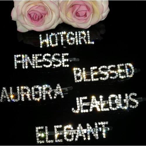 Hottest Rhinestone Word Hairclips "HOTGIRL,FINESSE,BLESSED,AURORA,JEALOUS,ELEGANT" Word Hair Clips Unque Hair Jewelry WHOLESALE