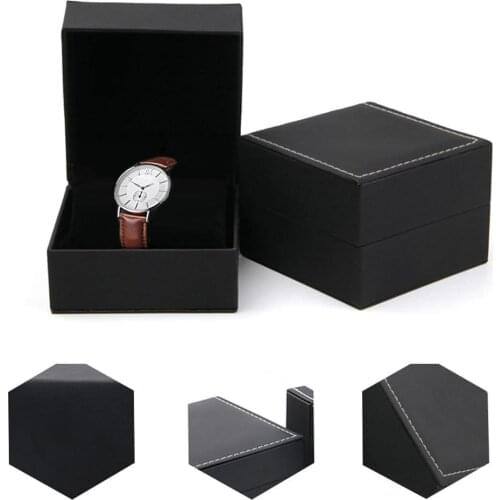 Dustproof Faux Leather Watch Storage Box Jewelry Display Case Organizer Gift Watch Display Holder Cases Black Jewelry Gift Boxes