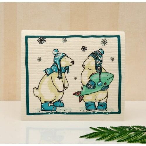 Swedish Dishcloth Cellulose Sponge Cloths - Bulk 2 Pack of Eco-Friendly No Odor Reusable Cleaning Cloths for Kitchen