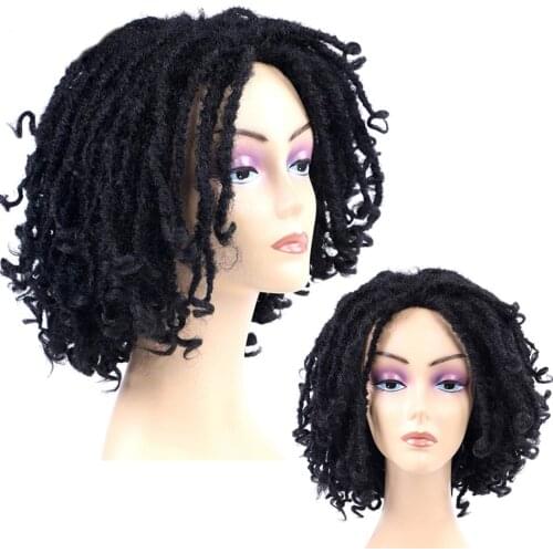Medium Part Synthetic Dreadlocks Hair Wig Low Temperature Bob Wig For African Women Natural Black Soul Locs Braids Wigs Aidaiya