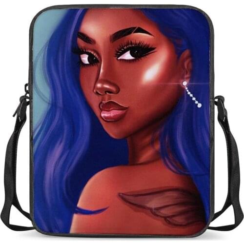 HYCOOL Cross-Body Bags for Women African Black Beauty Girl Tattoo Print Female Messenger Bags Teenager Girls Travel Shoulder Bag