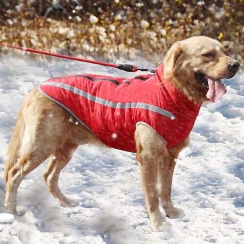 Warm Large Dog Jacket Waterproof Puppy Clothes Reflective Pet Coat Winter Big Dog Accessories Fleece Dog Clothes Husty Labrador