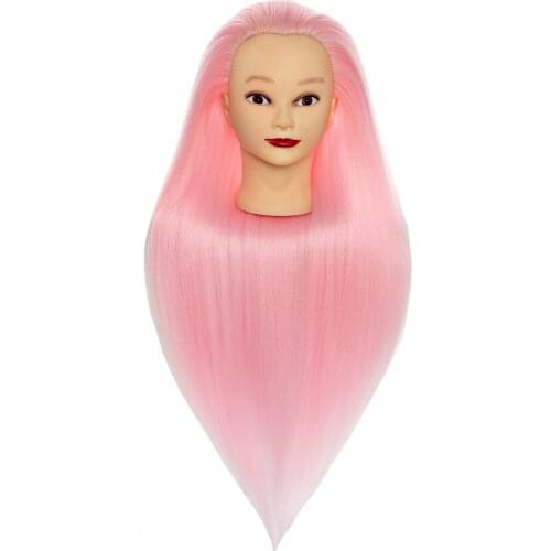 100% Synthetic High Temperature Fiber Hair Training Head Braiding Styling Mannequin Head Hairdressing Manikin Doll Head