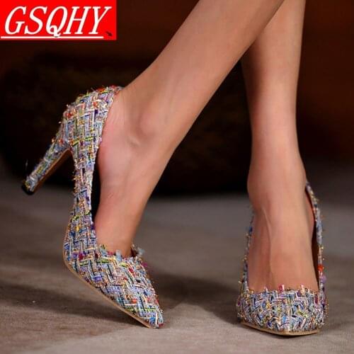 Ladies Pontied Toe Slip On High Heels Pumps Women Elegant Fashion Hot Sale Classic Office Lady Shoes Woman zapatos de mujer