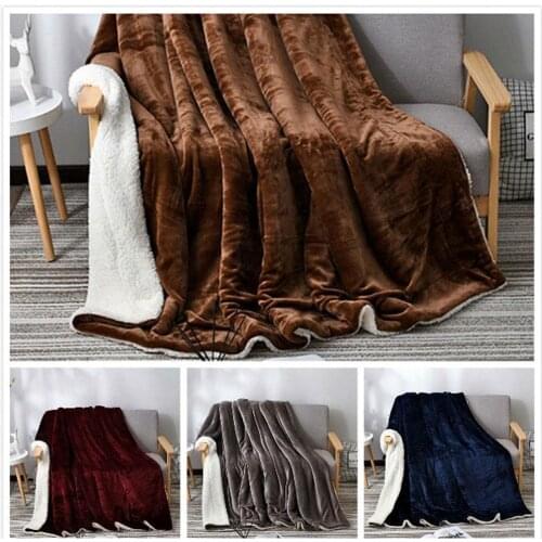 Thicken Bed Blanket Solid Color Faux Fur Reversible Plush Blanket Hotel Super Soft Winter Throw Blanket Wedding Christmas Gift