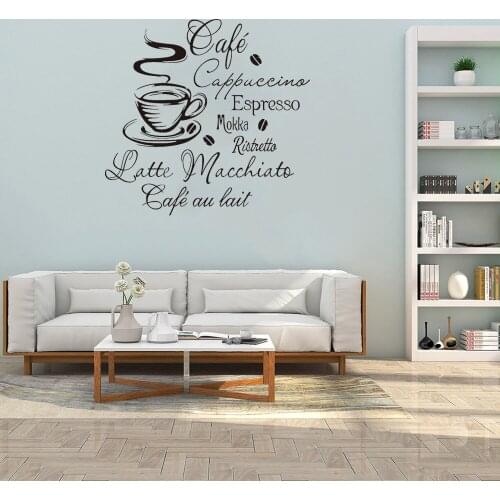 Coffee Wall Sticker Coffee Name Wall Decal For Cafe coffee shop Home Decoration Vinyl Waterproof Revocable Vinyl DW11174
