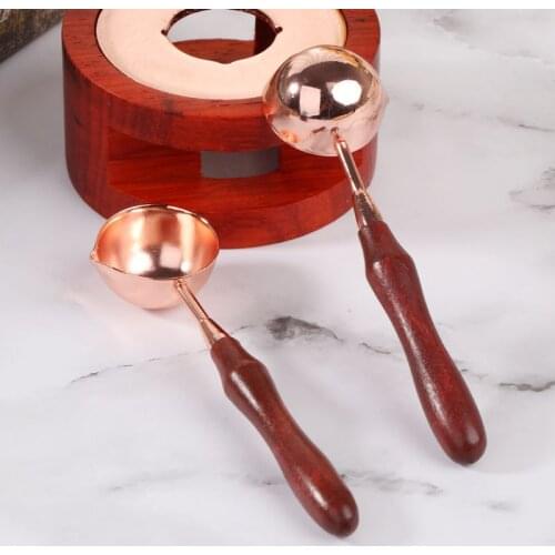 C90C Vintage Wooden Sealing Wax Stamp Anti-Warm Spoon for Melting Furnace Seal Scrapbooking Stamps