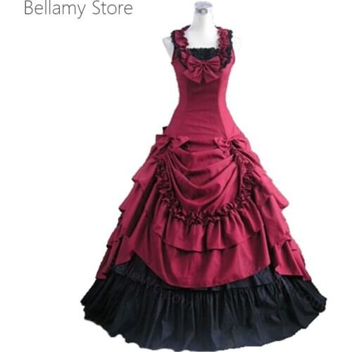 Wine red vintage Lolita Victorian Gothic sleeveless Ruffle edge and ear trim dress