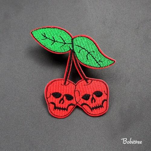 Punk Red Skull Size 8.0cm*7.5cm Embroidered Patch for Clothing Bags iron on Sewing Patches Badge