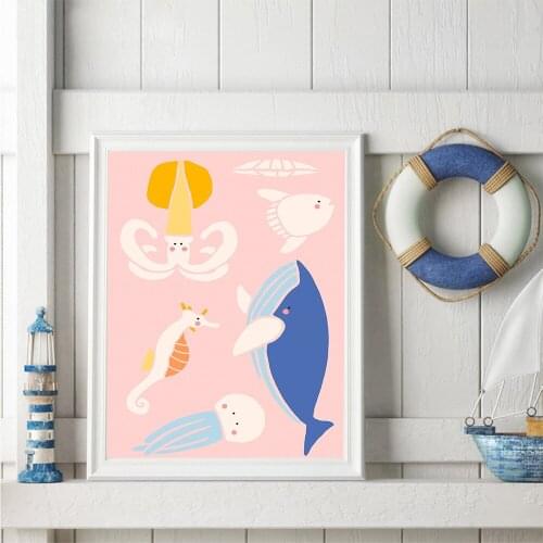 Custom marine organism Landscape Painting Wall Art Printed Wall Art Painting Pictures Home Bathroom Decoration Home Decor