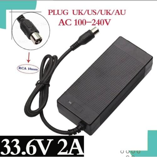33.6V 2A Charger Electric Bicycle Lithium Battery Charger RCA 10MM Diameter Connector High Quality Charger Free Shipping