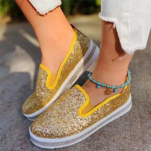 Women Shoes Fashion Glitter Canvas 2021 New Thick Bottom Woman Flats Platform Shoes Casual Sneakers Designer Shoes Zapatos Mujer