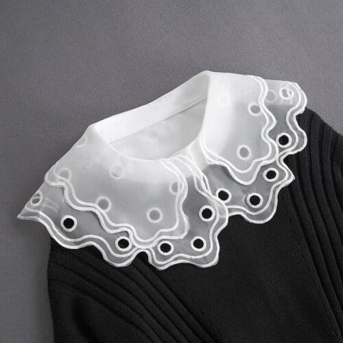1 Pcs Eyelet Chiffon Fake Lace Collar Adorable Sheer Lace Neckline For Wedding Bridal Dress Summer Dress Baby Sweater 1 pcs