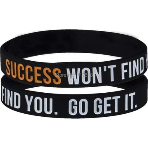 100pcs Daily Discipline Motivating Success Won't Find You Go Get It wristband silicone bracelets free shipping by epacket A