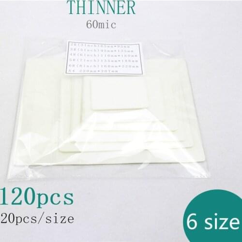 120Pcs 60mic 6 Size (3" 5" 6" 7" 8" A4) Thermal Laminating Film PET+EVA Plastifieuse For Roll Laminator Plastic plastificadora