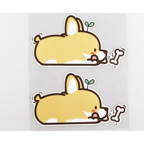 2x Car Styling Vinyl Decals Lovely Cute Dog Corgi Motorcycle Auto Window Sticker