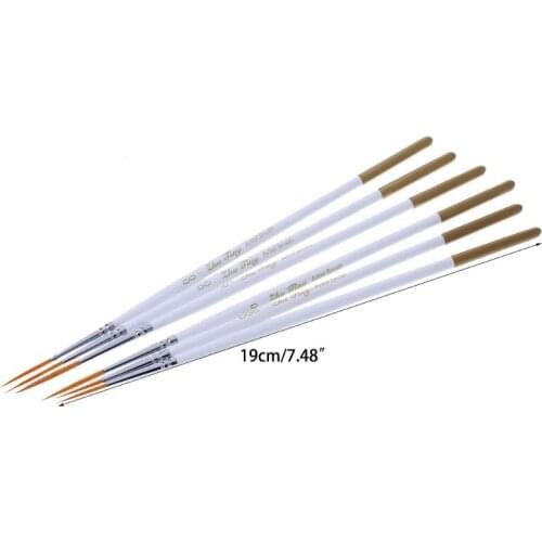 6Pcs Round Brush Hook Line Pen Artist Nylon Hair Paint Set Draw Painting Craft
