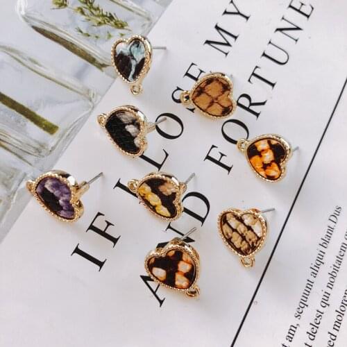 Heart Mixed Patterns Wool Stuff Stud Earring Accessories Pendant Supplies for Jewelry Making Accessories Components 6pcs KP2100