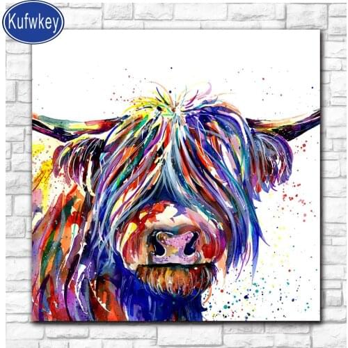 Abstract colorful cow 5D DIY Diamond Painting Cross Stitch animal Full Square/Round Drill Embroidery Rhinestone Mosaic diamond